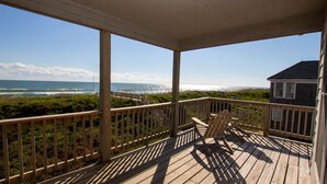 A wooden deck with a view of the ocean and beach. - OCEANFRONT, Ocean Views, Sun Decks, Close to Beach Access, SA47, Lazy Bones (Duck)