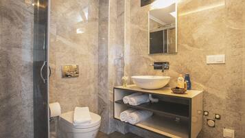 Shower, free toiletries, hair dryer, slippers