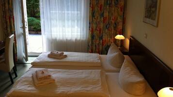 Desk, free WiFi, bed sheets