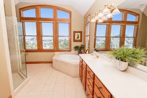Shower, towels - Soundside, Private Pool, Rec Room, Hot Tub, CC204, Aqua Holic (Corolla)