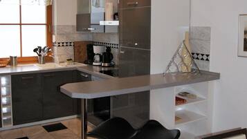 Apartment | Private kitchen | Fridge, microwave, stovetop, dishwasher