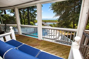 Terrace/patio - Soundfront, Sound views, Private Pool, Hot Tub, MS12, Sounds Amazing (Corolla)