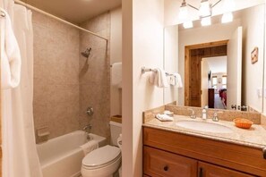 Condo, 3 Bedrooms | Bathroom | Towels, shampoo - Treetops Condo Short Walk to Base of Eagle Bahn Gondola by RedAwning (Vail)