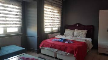 Individually decorated, individually furnished, desk, laptop workspace