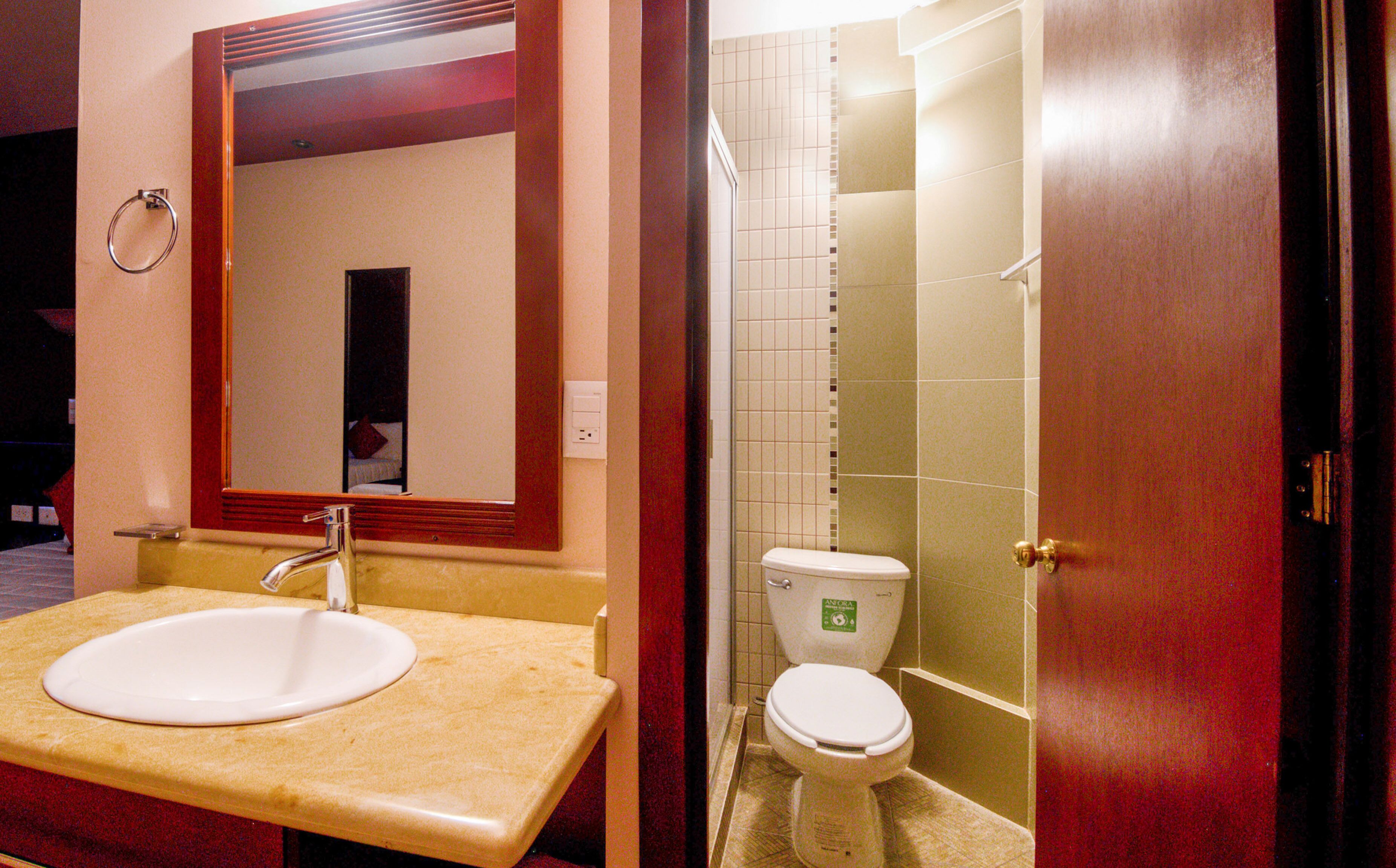 standard room, 2 double beds | bathroom | shower, free toiletries, towels, soap