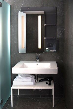 Rainfall showerhead, hair dryer, bidet, towels