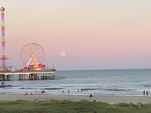 On the beach, sun-loungers, beach towels - Spectacular sunrise and ocean views!  Award winning "Best Condo Rentals!" (Galveston)