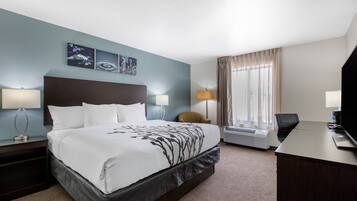 Escritorio, wifi gratis y ropa de cama