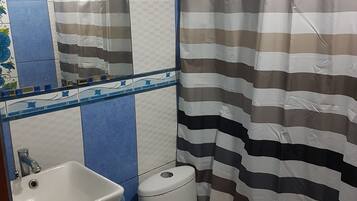 Shower, soap, toilet paper