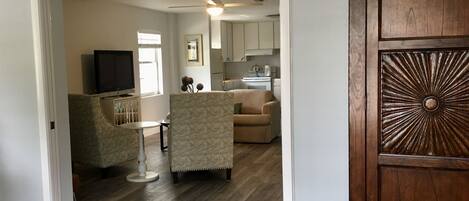 TV, DVD player, books