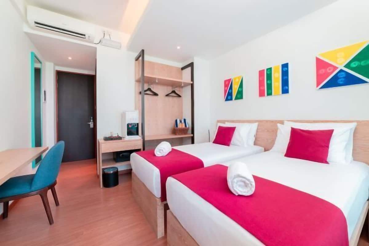 In-room safe, desk, laptop workspace, blackout curtains