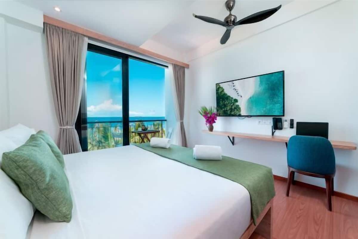 In-room safe, desk, laptop workspace, blackout curtains