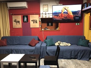 Smart TV, video games, table football, stereo