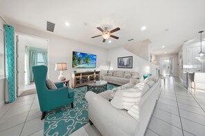 TV, video-game console, foosball, table tennis