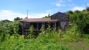 A stone house with a tiled roof, surrounded by lush greenery and a clear sky. - Vacation Home Pico Açôres (Calheta de Nesquim)