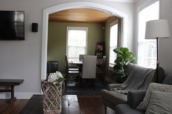 TV, fireplace, printers