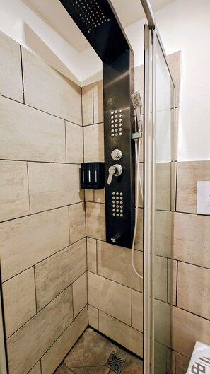 Regadera, secadora de cabello, bidet, toallas 
