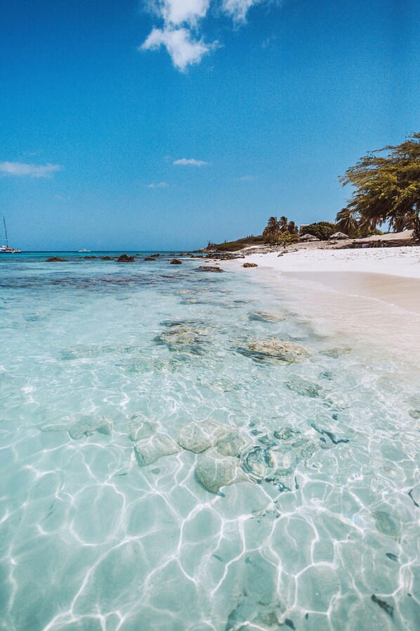 Plage, chaises longues, serviettes de plage