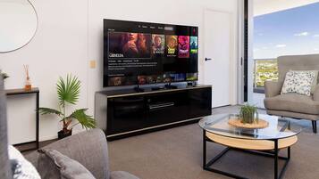 TV, Netflix, DVD player, books