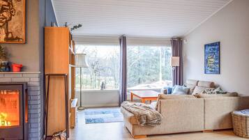 Televisio, takka, pöytÀtennispöytÀ