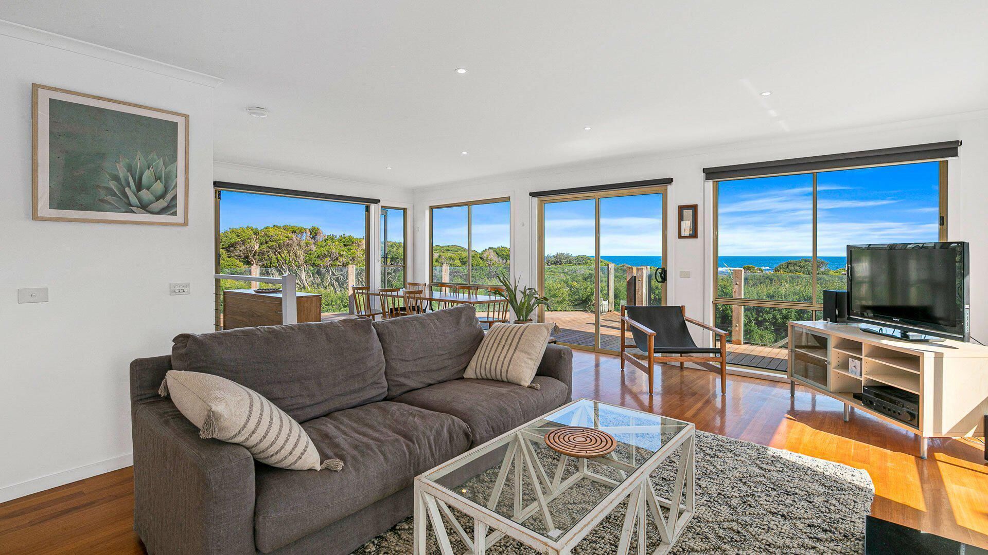 TV, fireplace, books