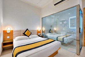 Minibar, desk, laptop workspace, soundproofing