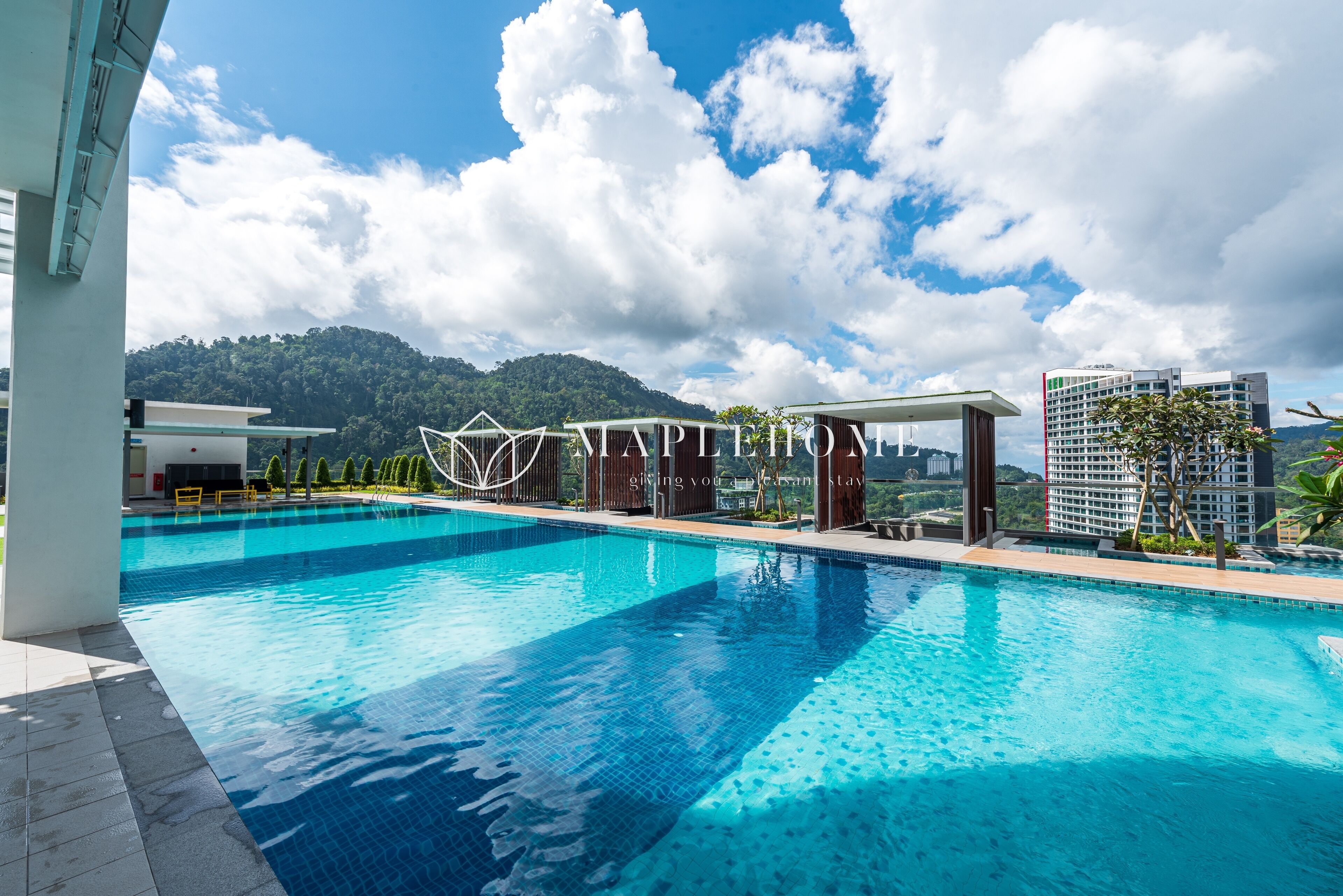 Outdoor pool, pool loungers