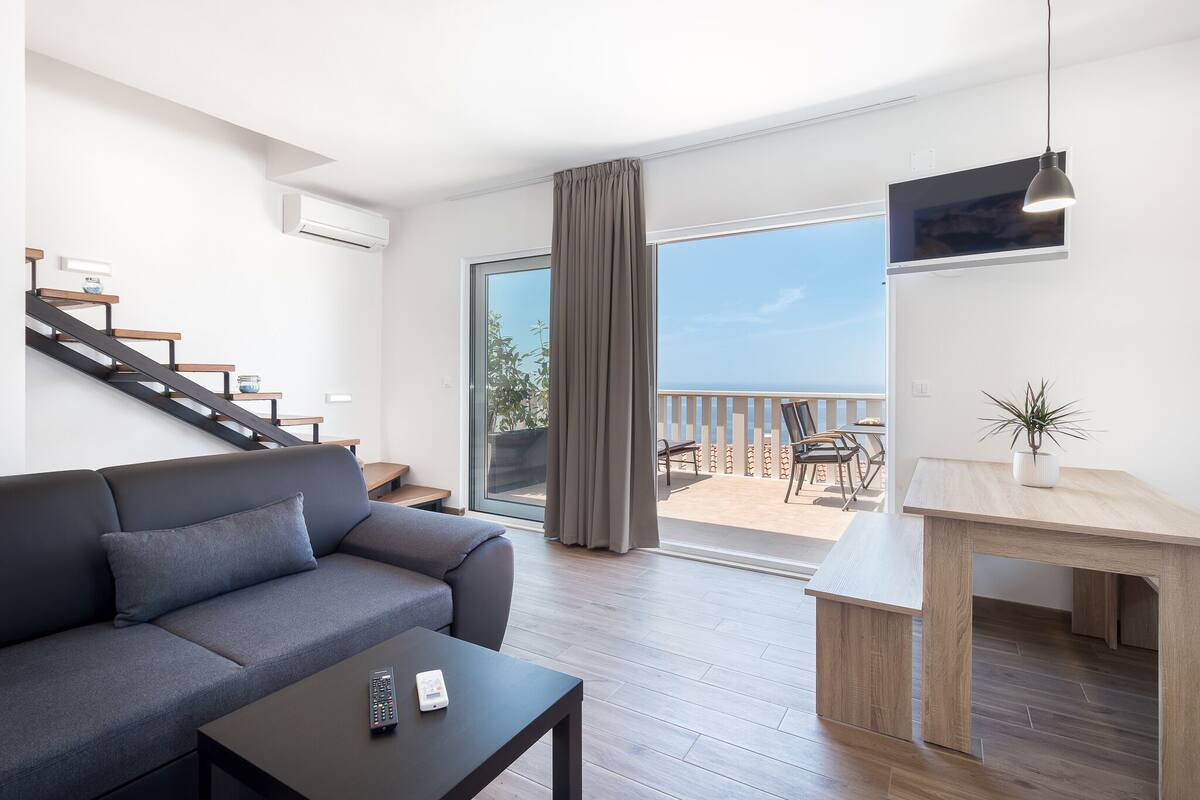 Deluxe Apartment, Balcony, Sea View | View from room