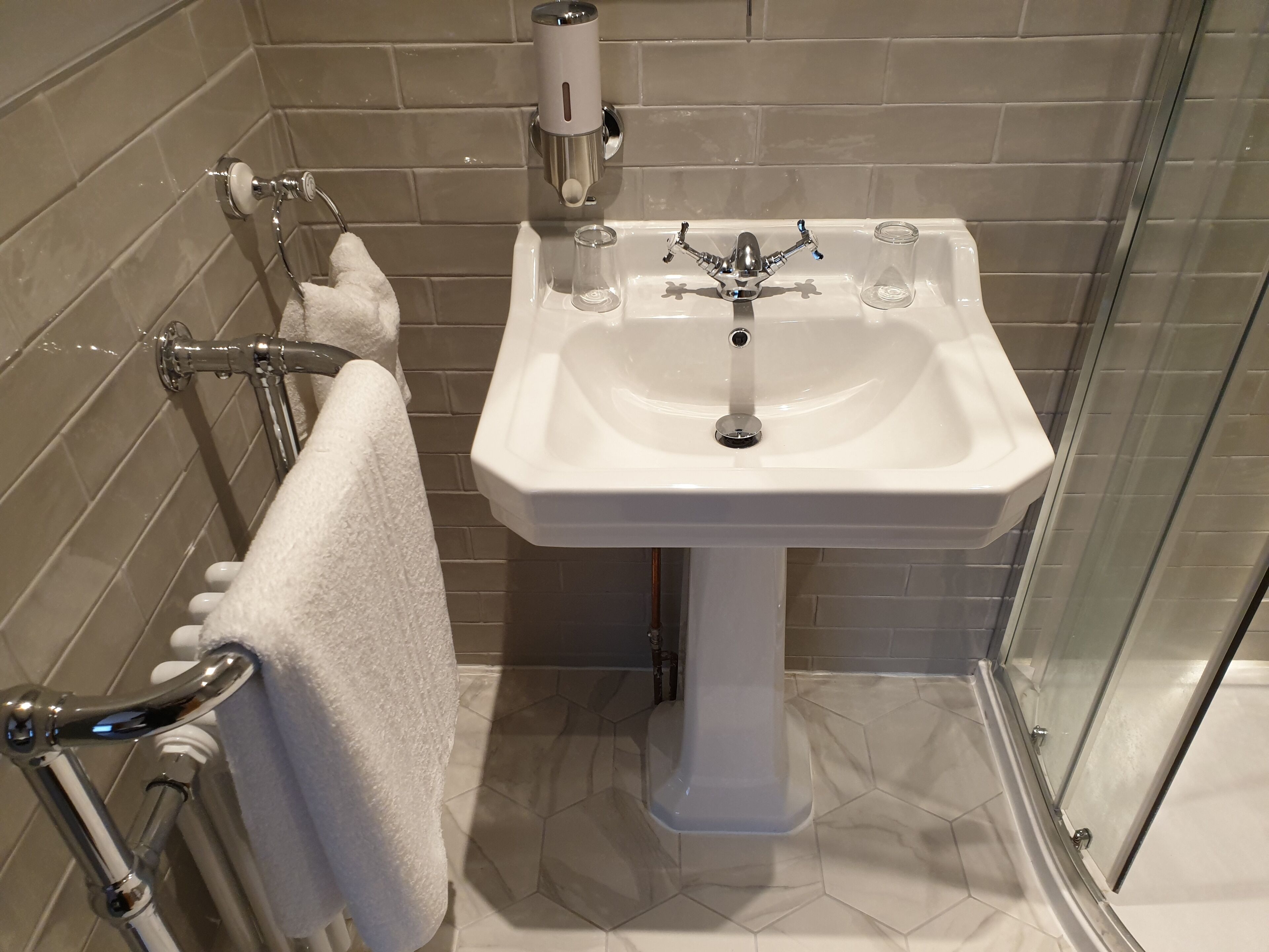 free toiletries, hair dryer, towels