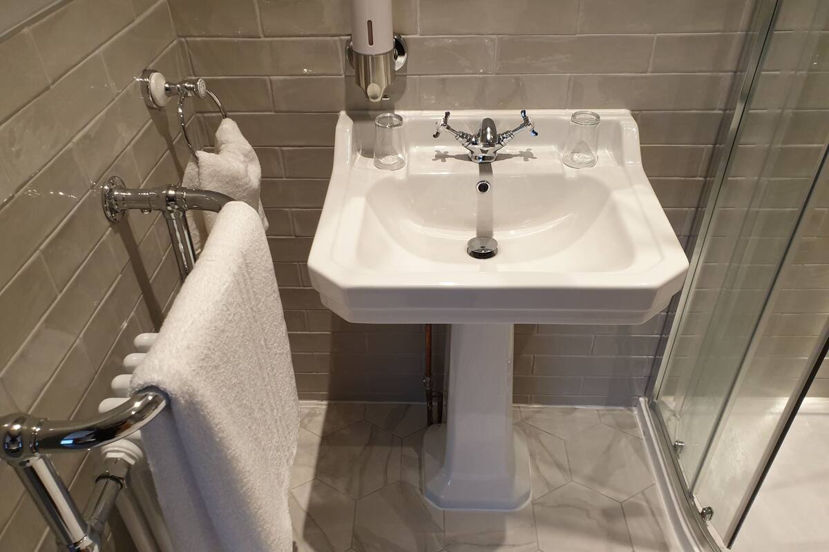 free toiletries, hair dryer, towels