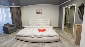 Apartemen | 1 kamar tidur, setrika/meja setrika, Wi-Fi gratis, dan seprai linen
