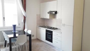 Fridge, stovetop, cookware/dishes/utensils