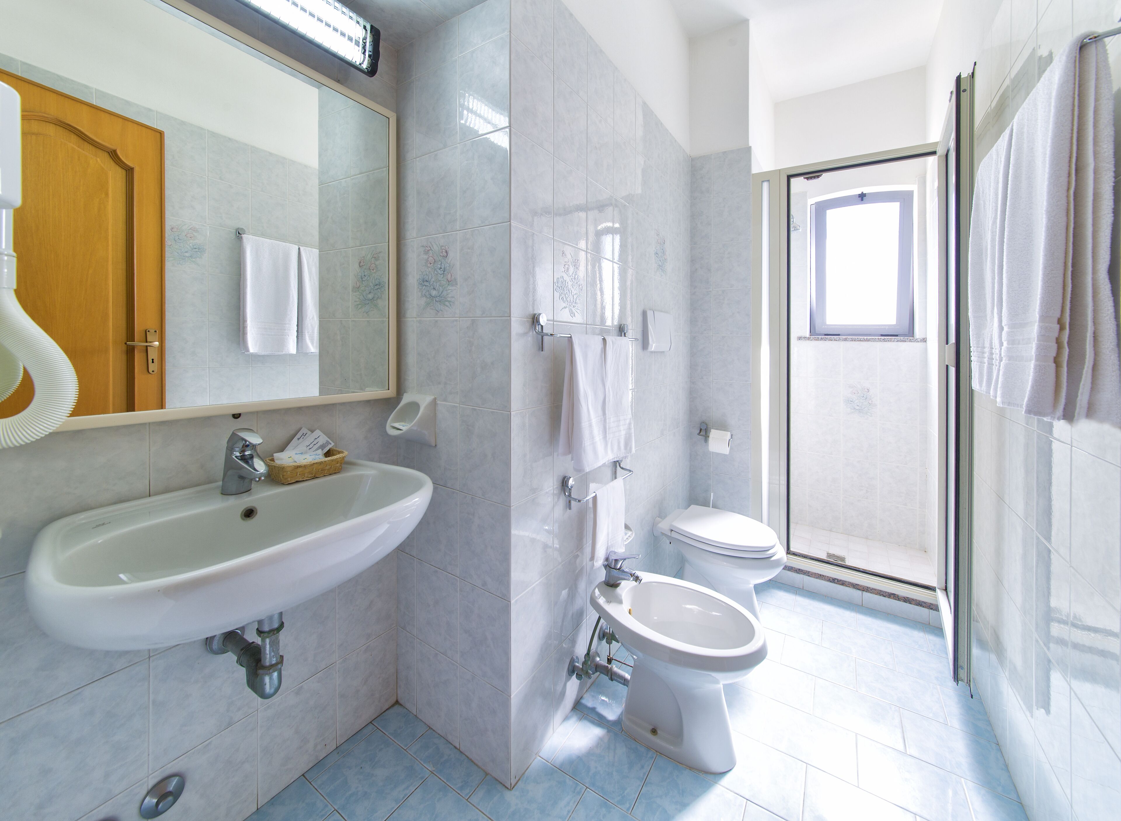 shower, rainfall showerhead, hair dryer, bidet