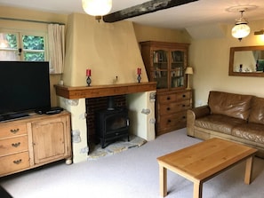 Cottage (4 Bedrooms) | Living room | TV, fireplace - Idyllic Riverside Cottage in Dorset (Weymouth)
