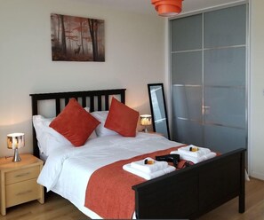 City Apartment, 1 Bedroom | 1 bedroom, desk, iron/ironing board, free cribs/infant beds - 47 Chelsea House - Q-zotica City Centre Apartments: Parking, City view & Smart gadgets (Milton Keynes)