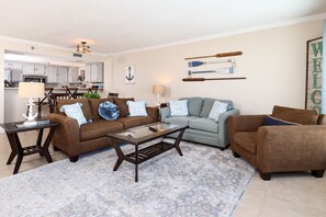 Condo | Living room | Flat-screen TV - Gulfside 302 by Brooks and Shorey Resorts (Fort Walton Beach)