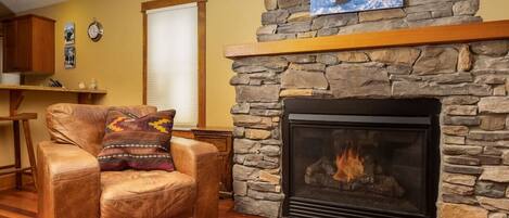 TV, fireplace