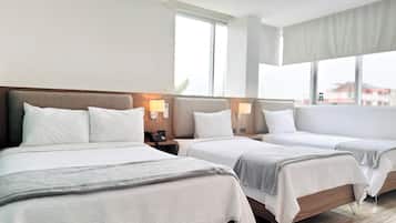 In-room safe, desk, laptop workspace, blackout curtains