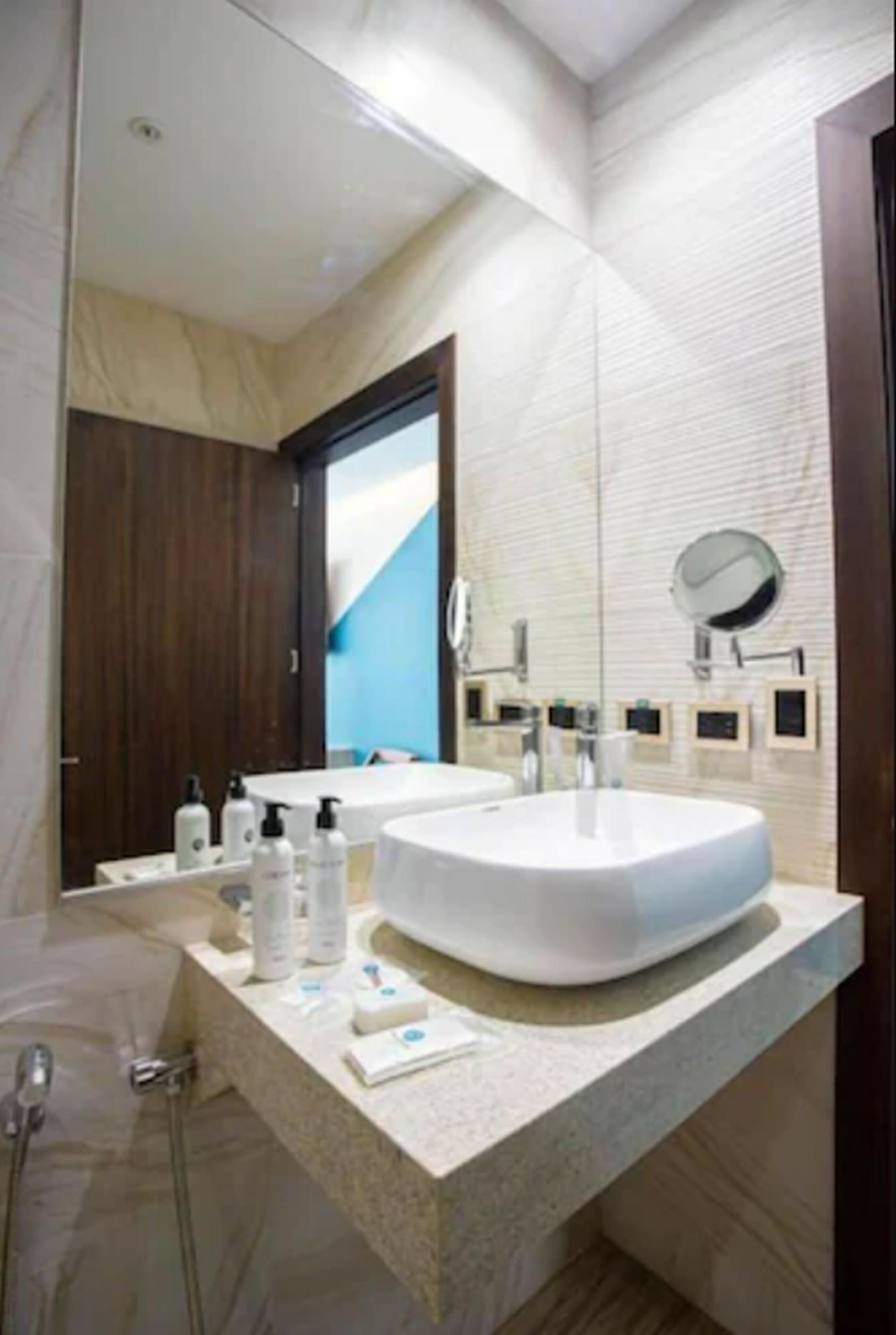 standard room | bathroom | shower, rainfall showerhead, hair dryer, towels