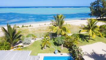 On the beach, beach towels