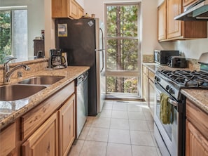 Microwave, dishwasher, cookware/dishes/utensils
