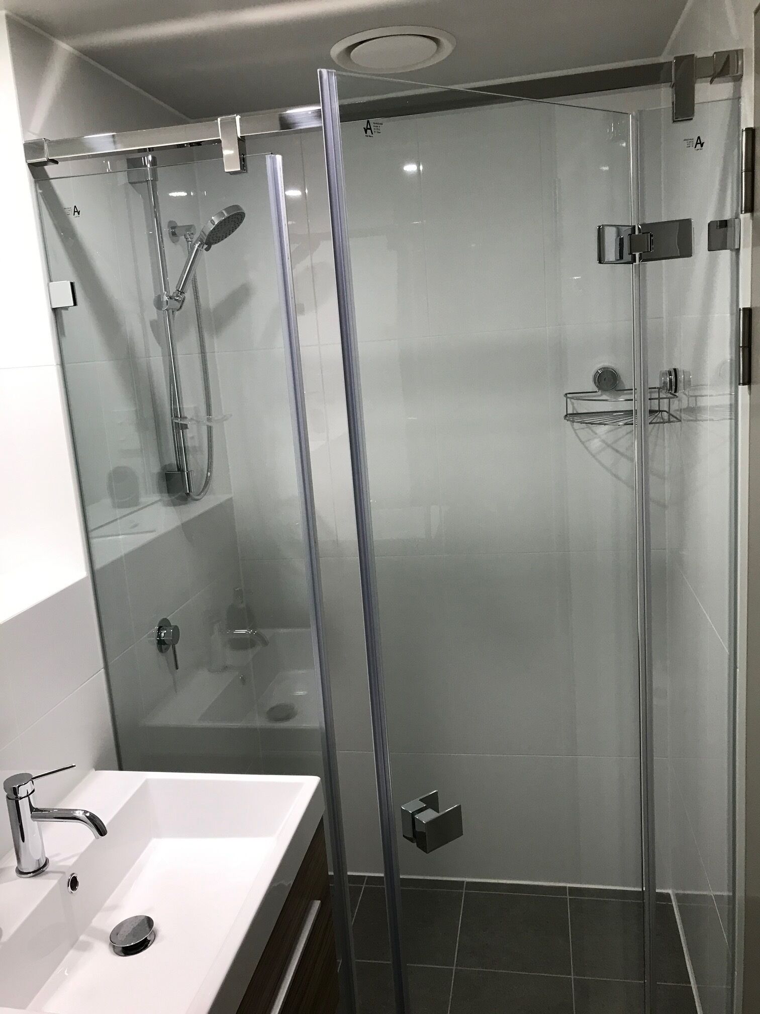 Shower, towels, toilet paper