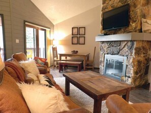 智能电视、壁炉、DVD 播放器