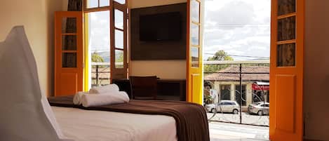 Minibar, desk, laptop workspace, soundproofing