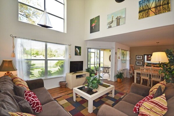 Family Townhome, Garden Area | Living room | Flat-screen TV, video-game console - Ffv8443ha - Southern Dunes - 3 Bed 2.5 Baths Townhouse (Haines City)