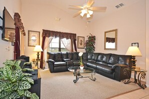 Flat-screen TV, video game console