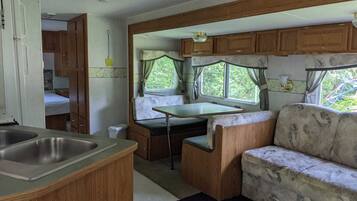 TV, DVD player, video library