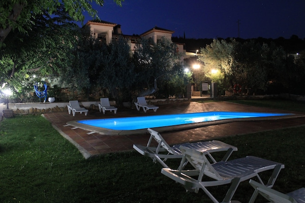 Seasonal outdoor pool, open 10:00 AM to midnight, pool umbrellas