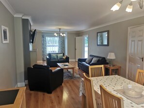 LCD TV, fireplace