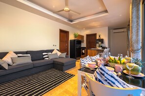 Luxury Villa, 3 Bedrooms, Kitchen, Sea View | Living area | Flat-screen TV - 3 Bedroom Sea View Villa Mikia SDV007 - By Samui Dream Villas (Koh Samui)